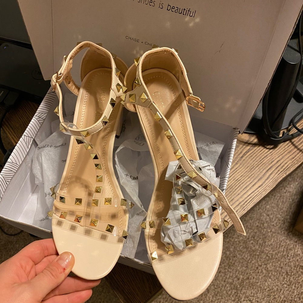 Studded nude heel